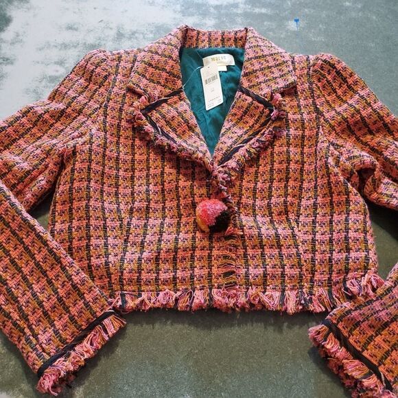 NWT Anthrpologie Maeve tweed pink combo jacket sz 00 - Picture 8 of 8